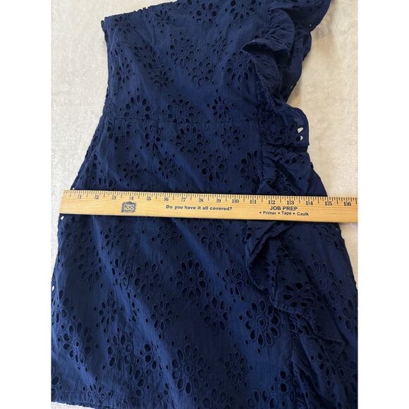 Lovers + Friends Seana Mini Dress Womens XXS Deep Navy One Shoulder Eyelet - Picture 11 of 15